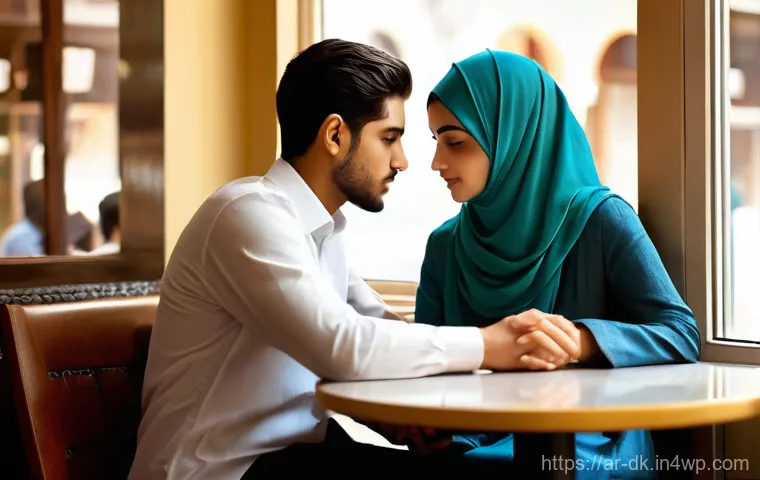 정서 인식 향상을 위한 사회적 실험 - **Prompt 1: Subtle Emotions in a Bustling Cafe**
    A young Arab couple is seated at a small, intim...