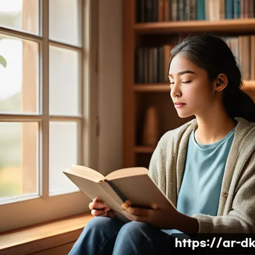 정서 인식 능력 향상을 위한 온라인 코스 - **Prompt:** A serene and introspective young adult (gender-neutral, wearing comfortable and modest c...