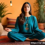 Home 20 정서 인식 능력 향상을 위한 워크숍 - A serene Middle Eastern woman in her 30s sitting cross-legged on a traditional Persian rug inside a ...
